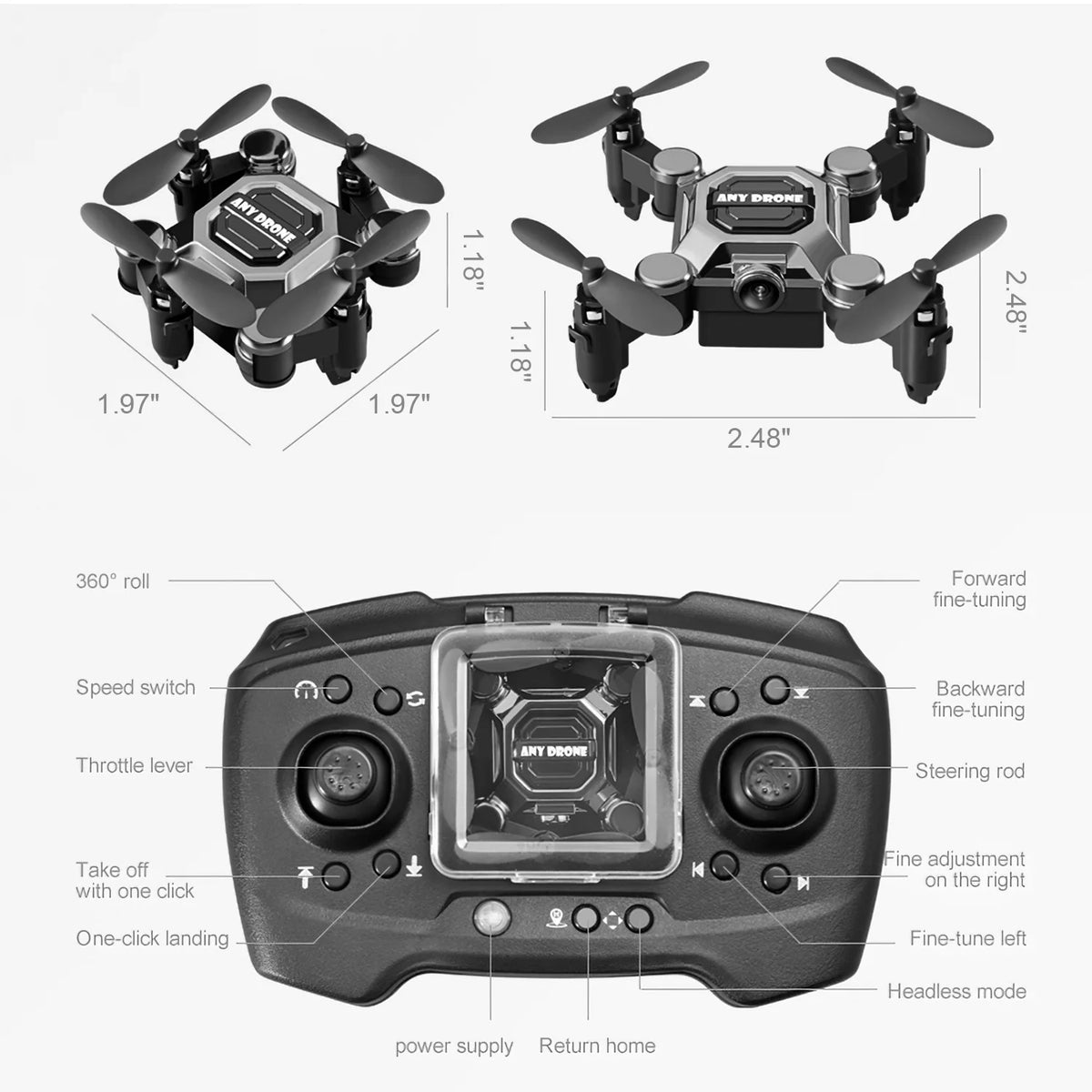 4K Mini Foldable Drone for Kids, Drone with Camera, RC Drone with Altitude Hold 3D Flips and Headless Mode Easy to Fly