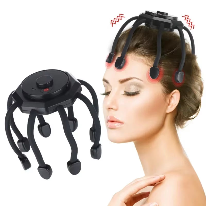 NeuroRelax™ Octopus Head Massager: 20-Contact Electric Scalp Massager with Red Light Therapy