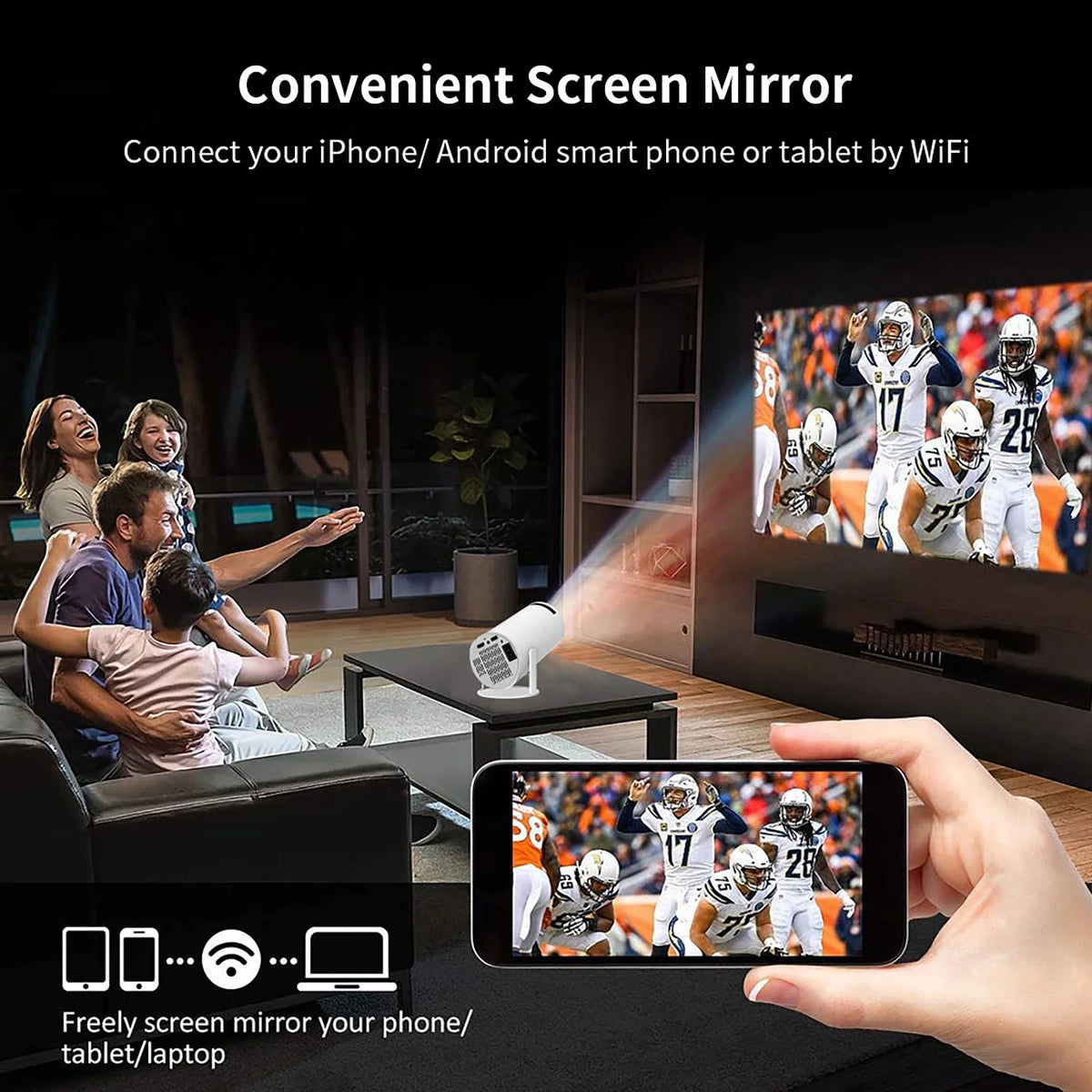 Mini HY300 Projector with Android 12 2GB RAM 16GB ROM WIFI 6, Max 4K, Bluetooth Video Projectors